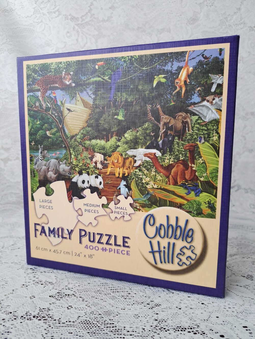 Cobble Hill Noah's Gathering 400 Piece Family Puzzle Made in USA EUC Complete
